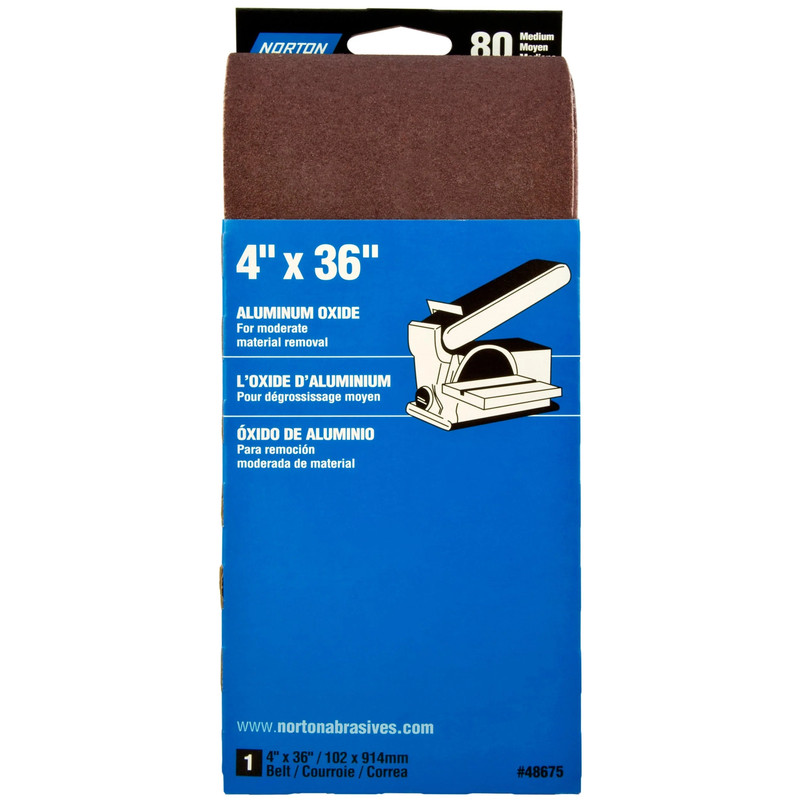 Aluminum Oxide Sanding Belt - Size:4" x 36" - Grit:80 Grit - Pieces:1-Piece